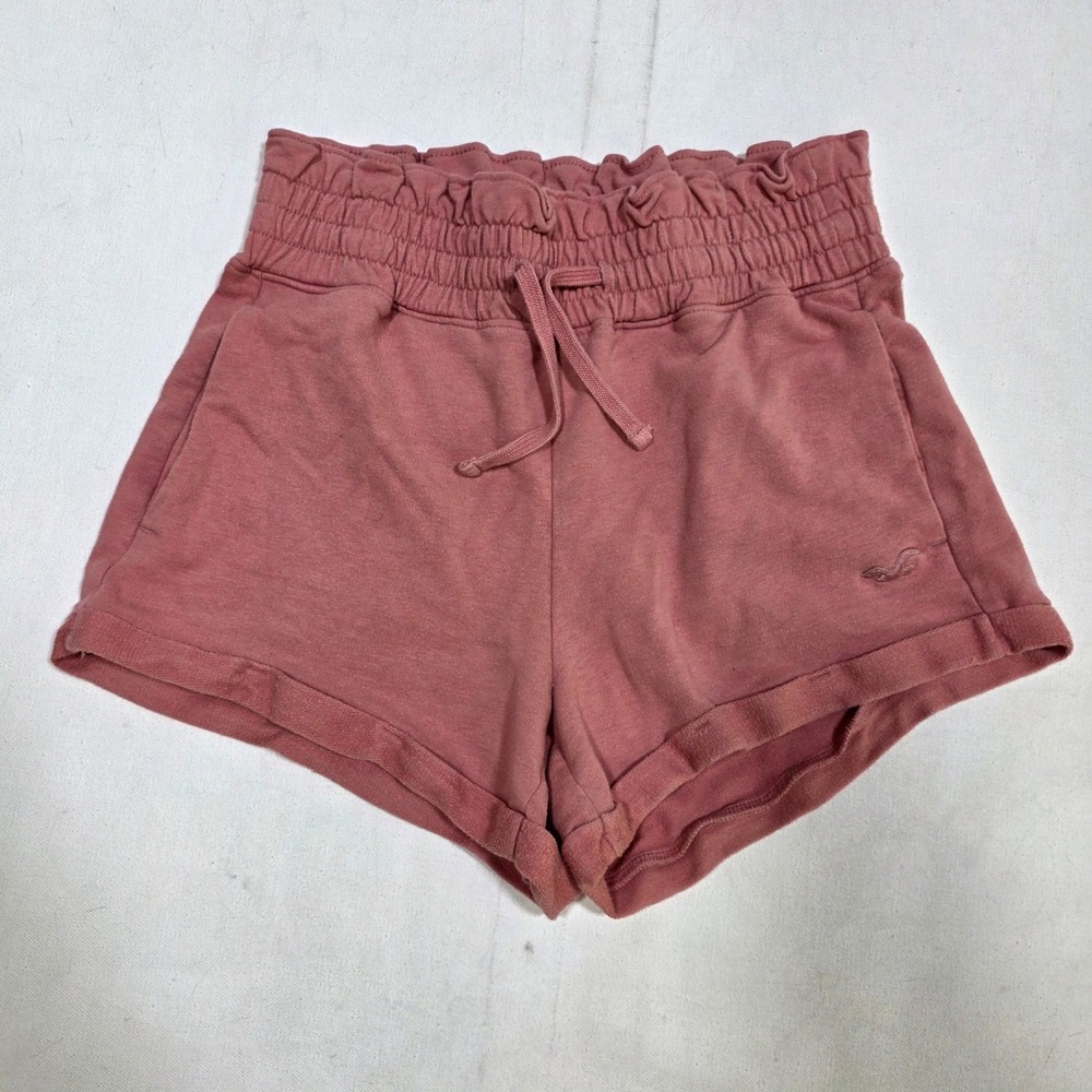Hollister Sweat Shorts Womens XS Pink High Rise Paperbag Waist Lounge Gym Casual